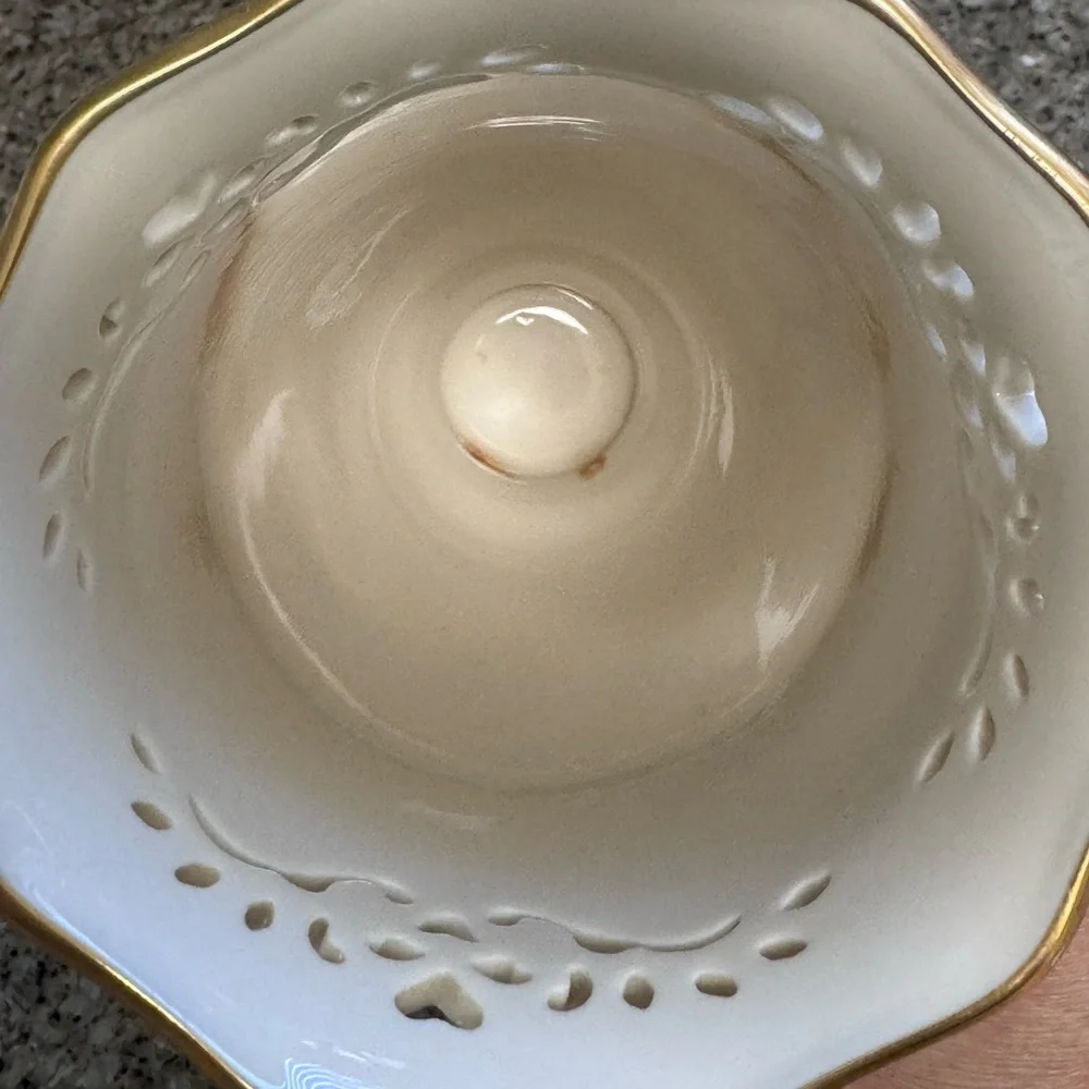 Vintage Lenox Ambassador Collection Reticulated Vase Petite Rose 7” Gold Rim